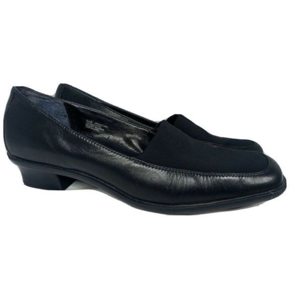 Whats What Womens Shoes by Aerosoles Black Leather Loafers Size‎ 6 1/2 M Prewned - Picture 1 of 12